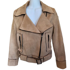LF Evie Moto Faux Suede Biker Jacket Women's XS Lightweight Fall Winter Casual